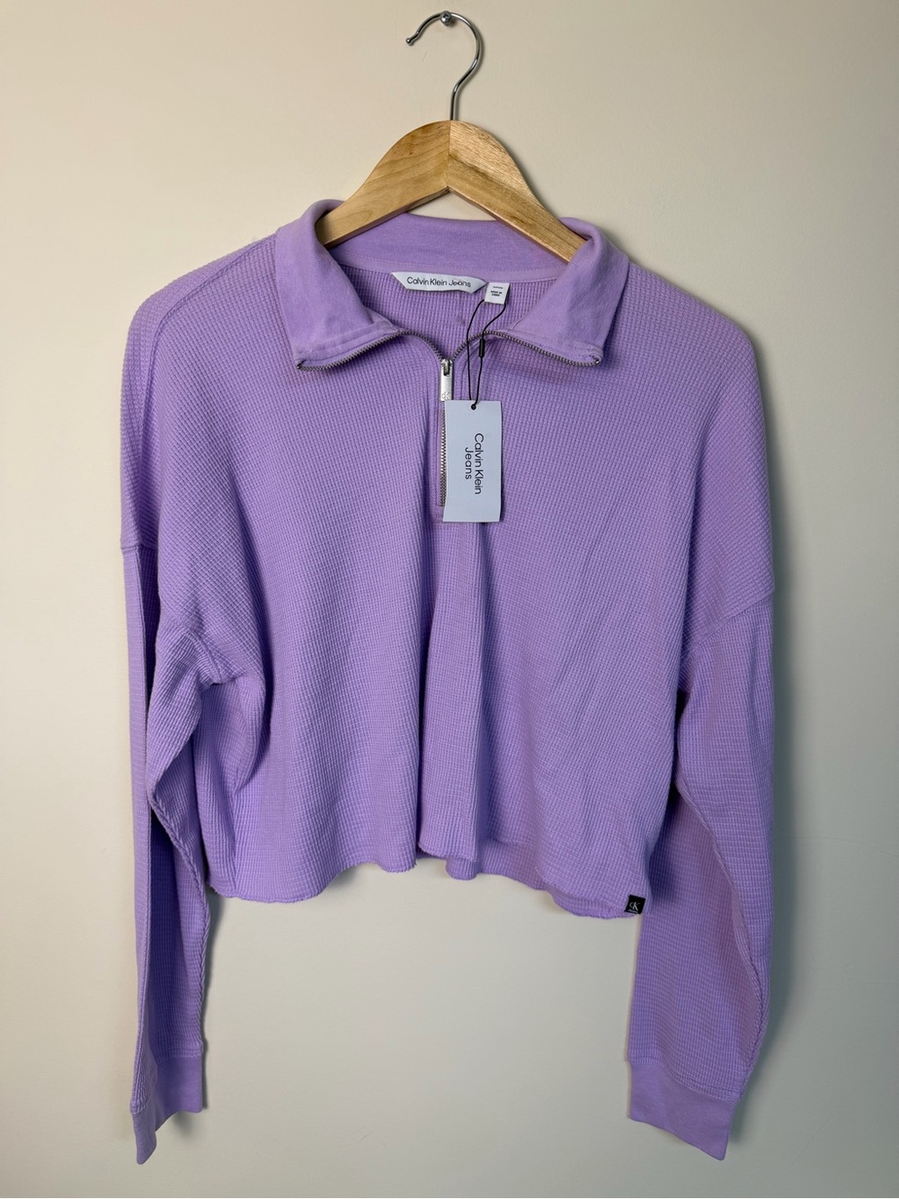 Calvin Klein Lavender Half-Zip Waffle Knit Pullover